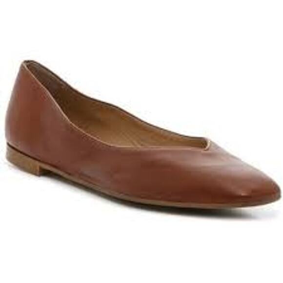 Coach & Four Classic Leather Flats Brown Made in Italy Slip-On Square Toe Sz 6.5 - Picture 1 of 14